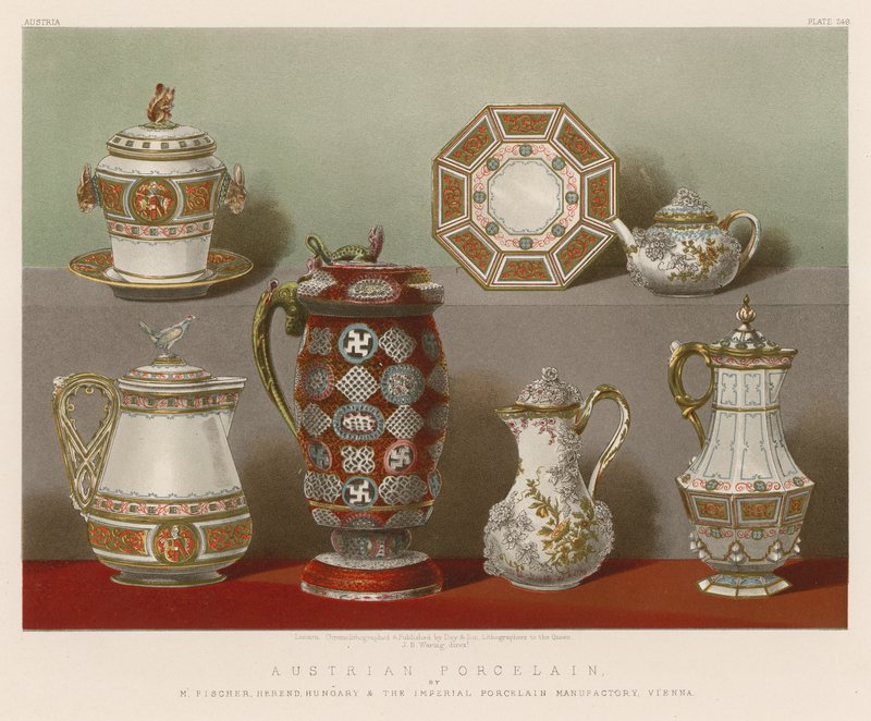 M Fischer osztrák porcelán, Herend, Magyarország és a császári porcelánmanufaktúra, Bécs alkotó: English School