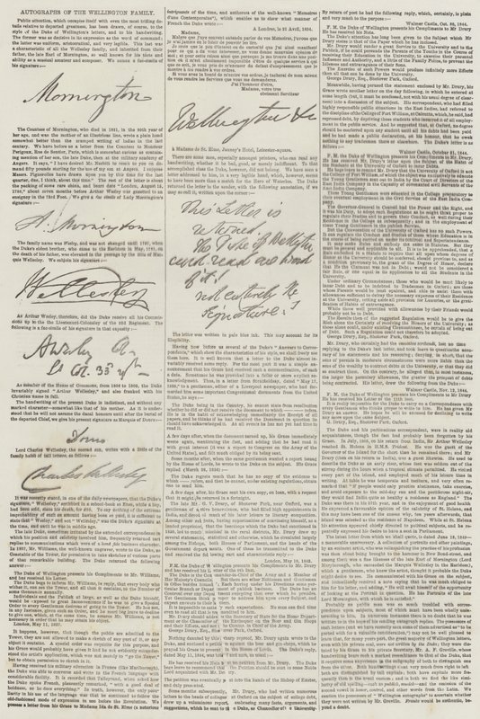 A Wellington család autogramjai (metszet) alkotó: English School