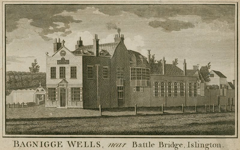 Bagnigge Wells, a Battle Bridge közelében, Islington, London alkotó: English School