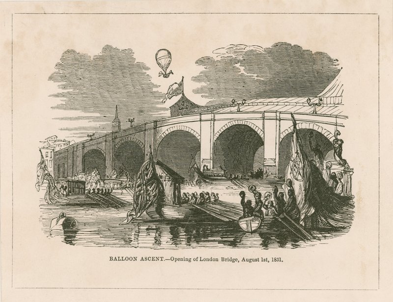 Léggömb emelkedés a New London Bridge megnyitóján alkotó: English School