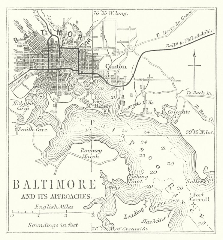 Baltimore és megközelítése (metszet) alkotó: English School