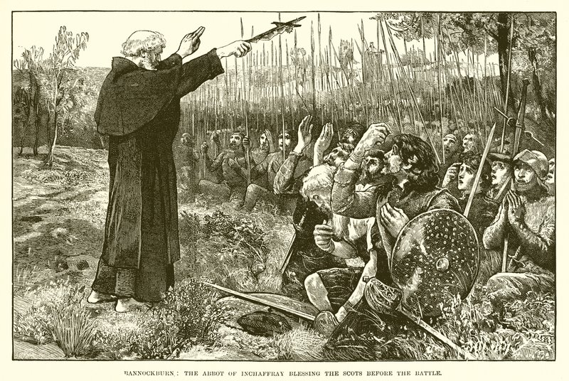 Bannockburn: Inchaffray apátja megáldja a skótokat a csata előtt alkotó: English School