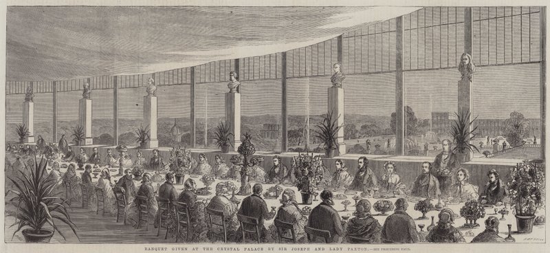 Sir Joseph és Lady Paxton bankettet a Crystal Palace-ban (metszet) alkotó: English School