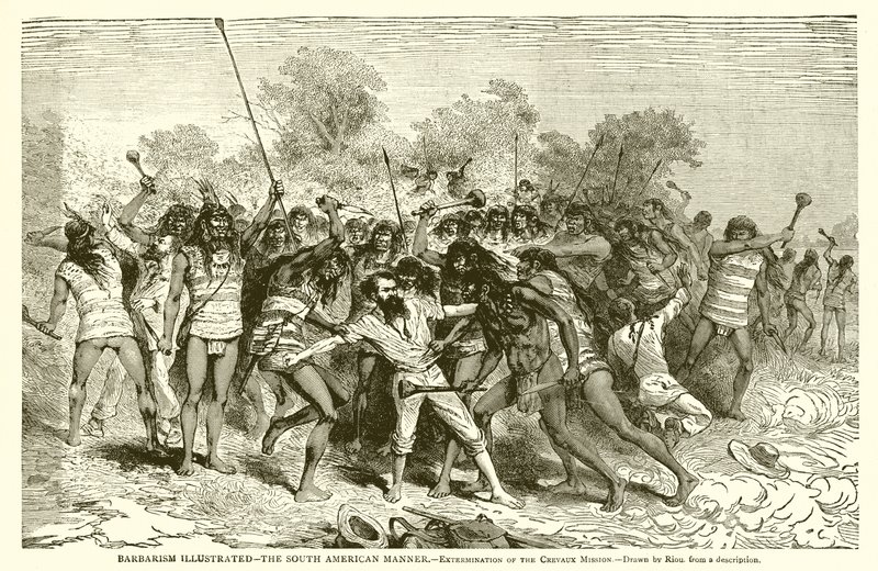 Illusztrált barbarizmus – A dél-amerikai módszer. – A Crevaux-i misszió kiirtása alkotó: English School