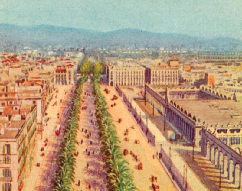 Barcelona, Rambla (színes litho) alkotó: English School
