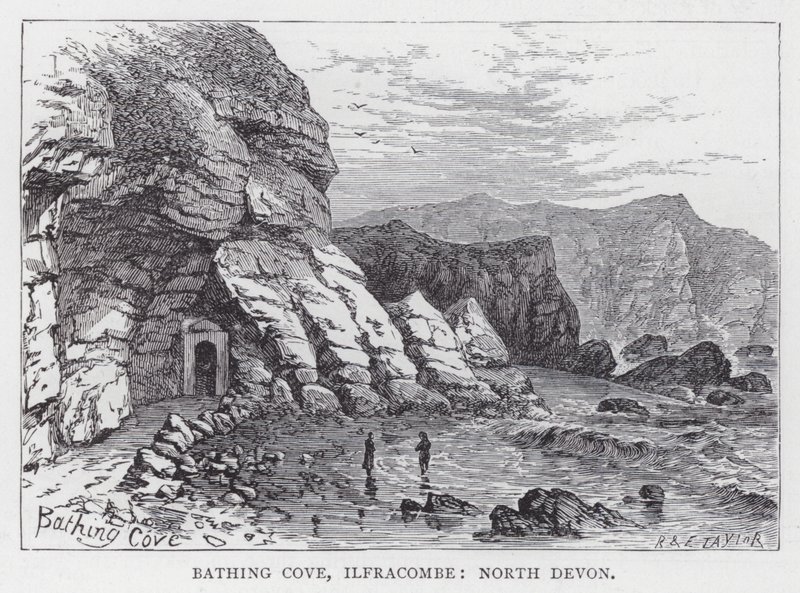 Bathing Cove, Ilfracombe, North Devon (metszet) alkotó: English School