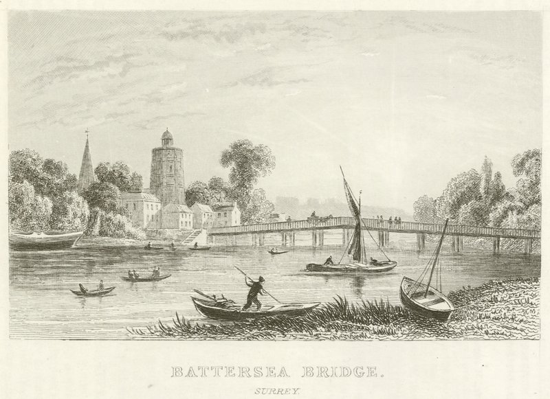Battersea Bridge, Surrey (metszet) alkotó: English School
