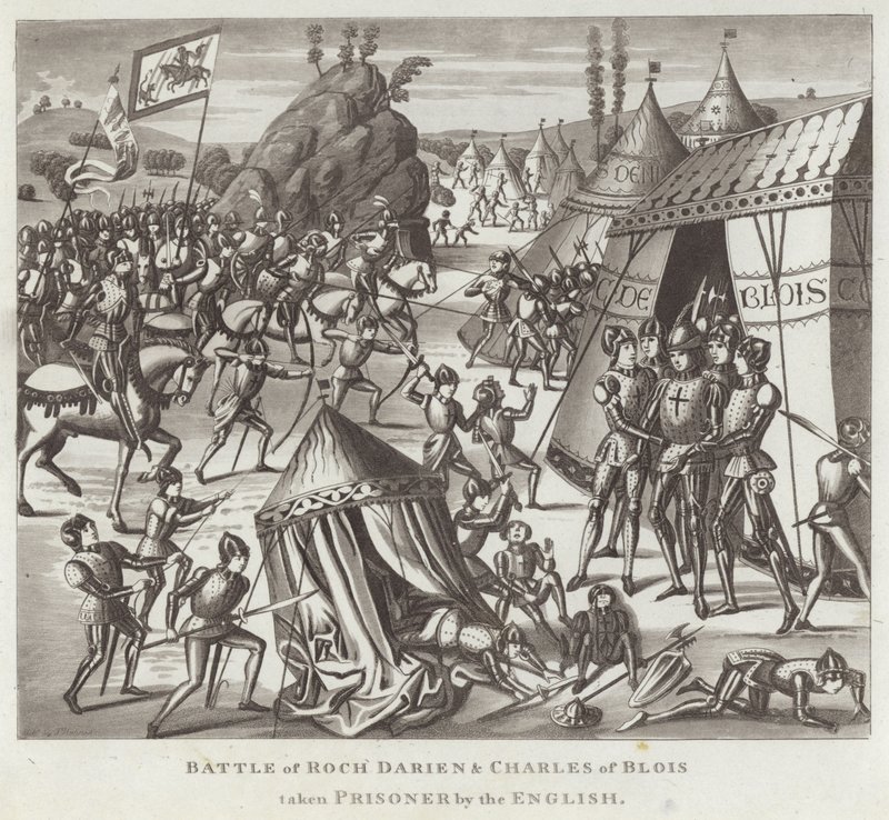 Roch Darien és Charles of Blois csatája, amelyet az angolok foglyul ejtettek alkotó: English School