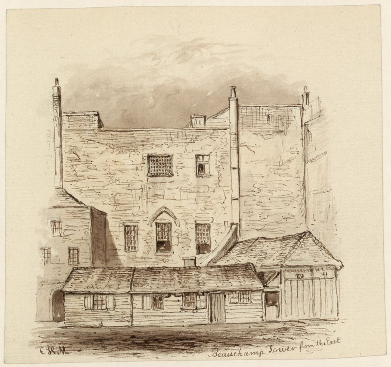 Beauchamp-torony keletről (tinta papíron) alkotó: English School