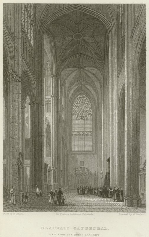 Beauvais katedrális, kilátás az északi kereszthajóról (metszet) alkotó: English School