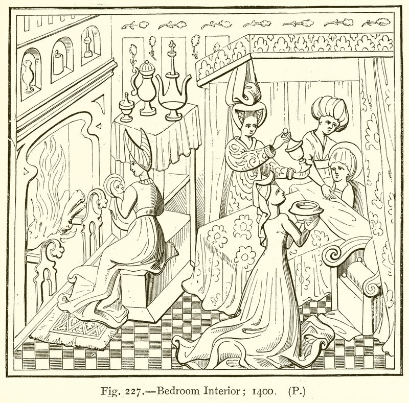 Hálószoba belső; 1400 alkotó: English School
