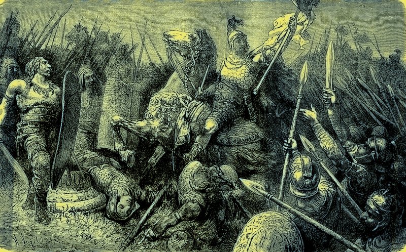 Belisarius a római hadsereget a gótok ellen vezeti, illusztráció az 1880 körül megjelent The Illustrated History of the World-ből (digitálisan javított kép) alkotó: English School