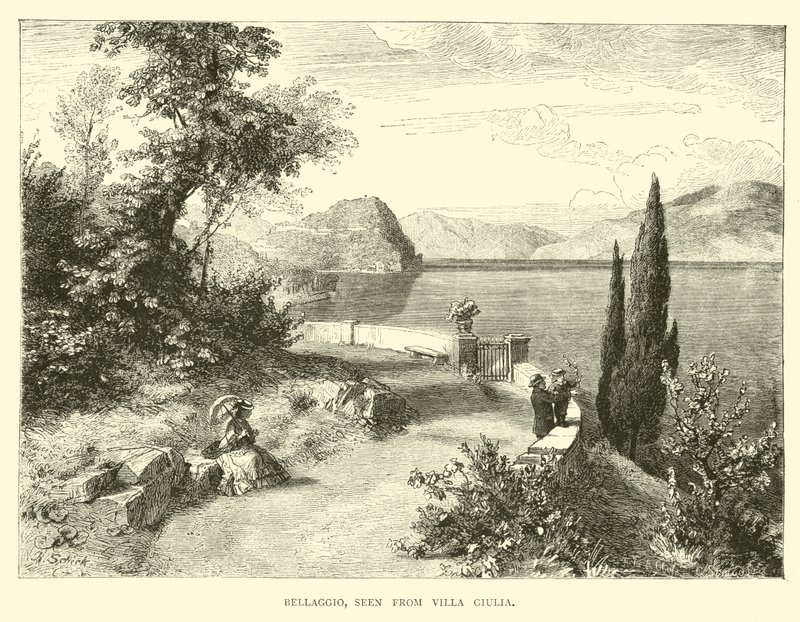 Bellaggio, a Villa Giuliából nézve alkotó: English School