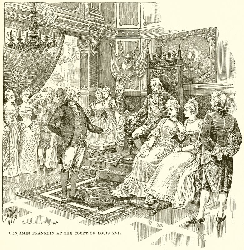 Benjamin Franklin XVI. Lajos udvarában alkotó: English School
