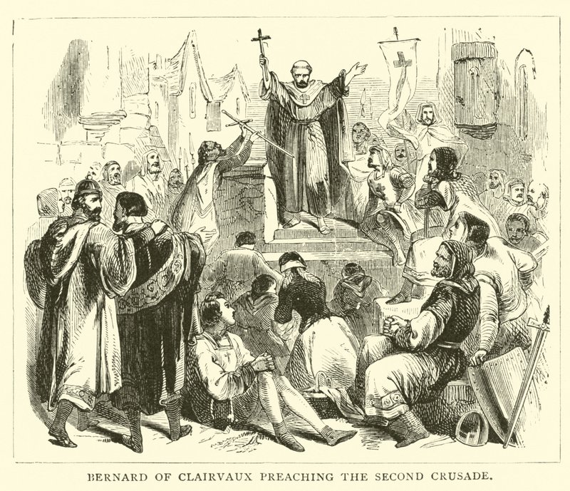 Clairvaux-i Bernard a második keresztes hadjáratot prédikálja alkotó: English School