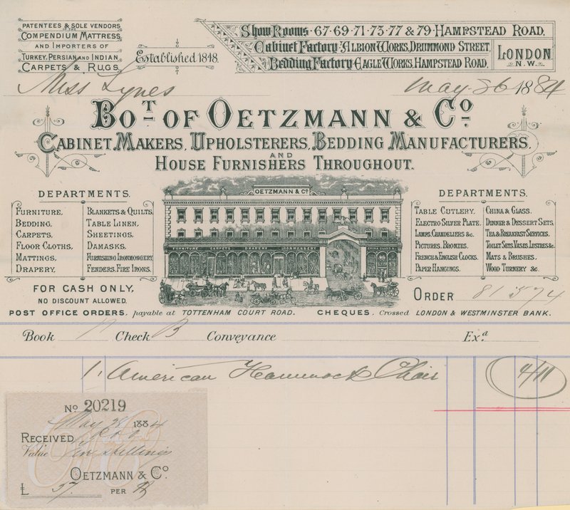 Bill az Oetzmann & Co-tól, szekrénykészítők, kárpitosok, ágyneműgyártók és lakbútorok alkotó: English School