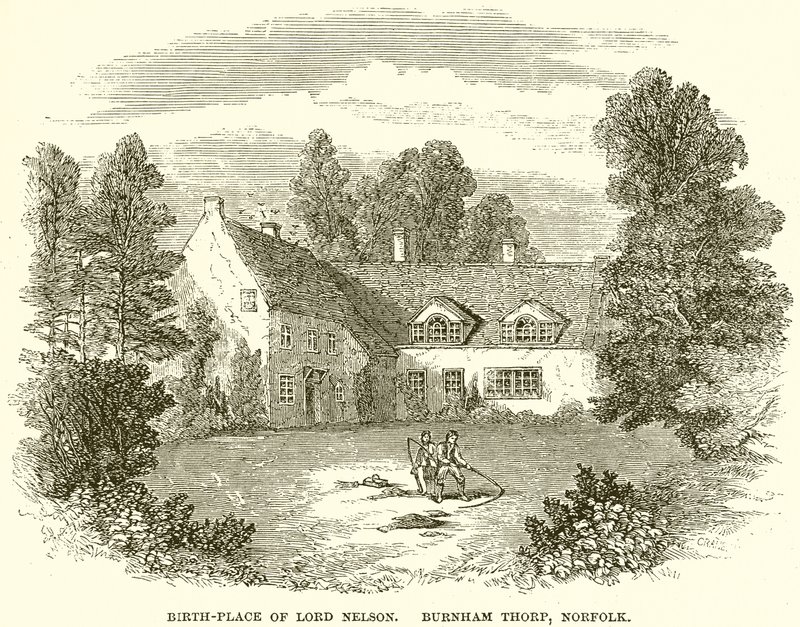 Lord Nelson születési helye. Burnham Thorp, Norfolk alkotó: English School