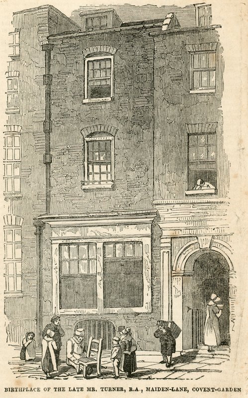 J M W Turner születési helye a Maiden Lane-ben alkotó: English School