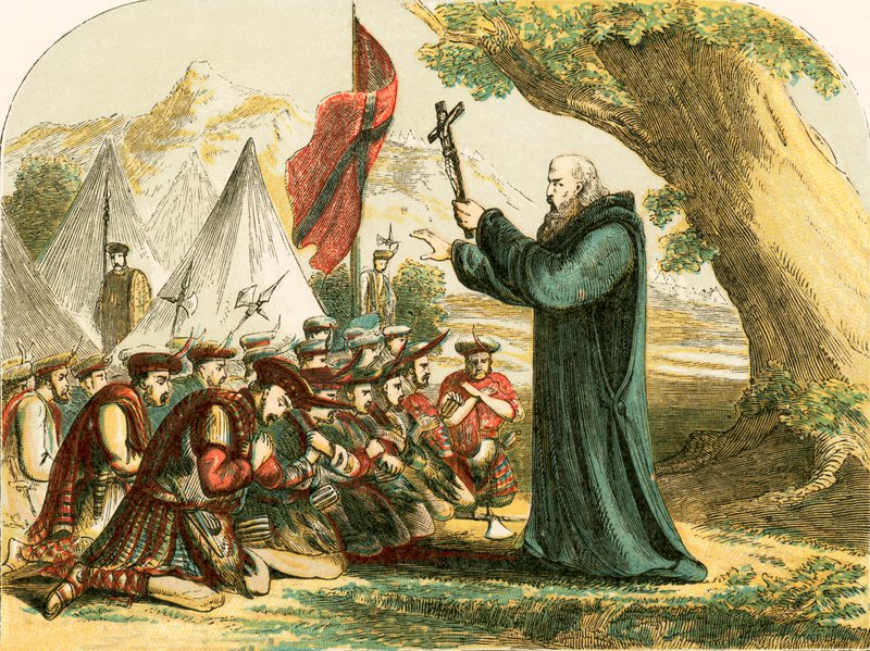 Áldás a skót katonákra a bannockburni csata előtt alkotó: English School