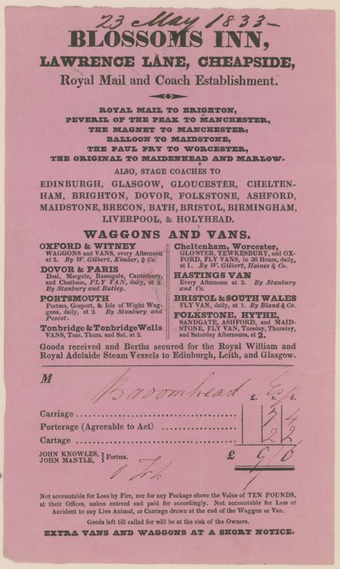 Blossoms Inn, Lawrence Lane, Cheapside, Bill alkotó: English School