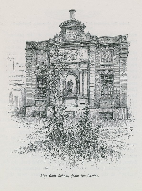 Kékkabátos iskola a kertből alkotó: English School
