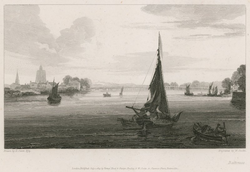 Hajók a Temzén Battersea-nél alkotó: English School