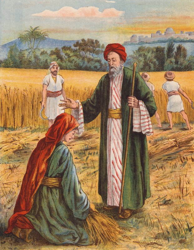 Boáz és Ruth az aratómezőn (színes litográfia) alkotó: English School