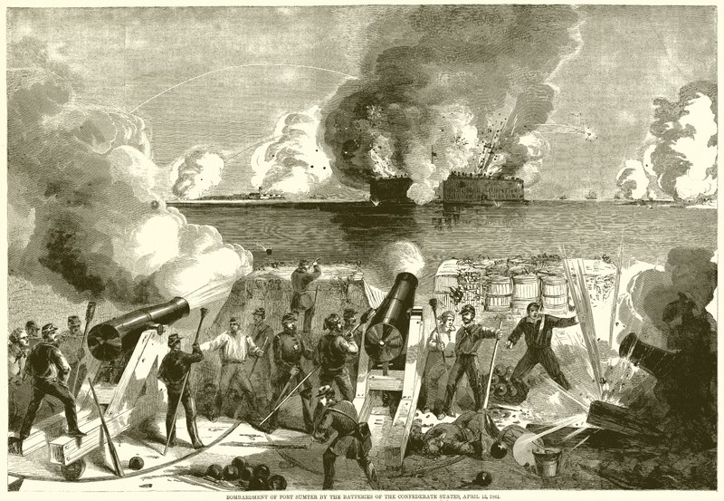 Fort Sumter bombázása a Konföderációs Államok ütegei által, 1861. április 13. alkotó: English School