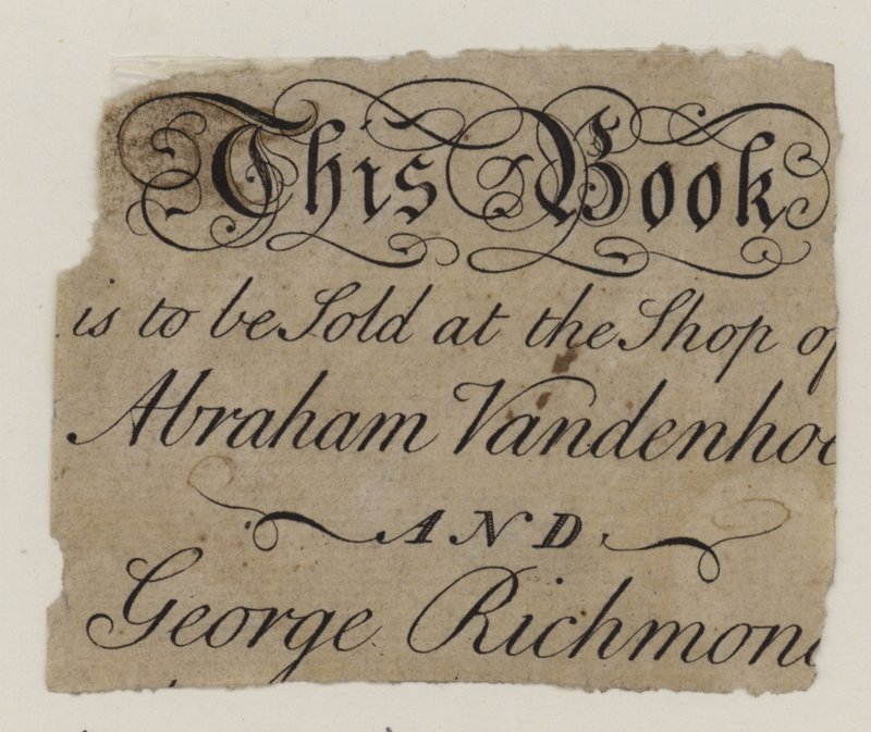 Könyvkereskedők, Abraham Vandenhoeck és George Richmond, kereskedelmi kártya alkotó: English School