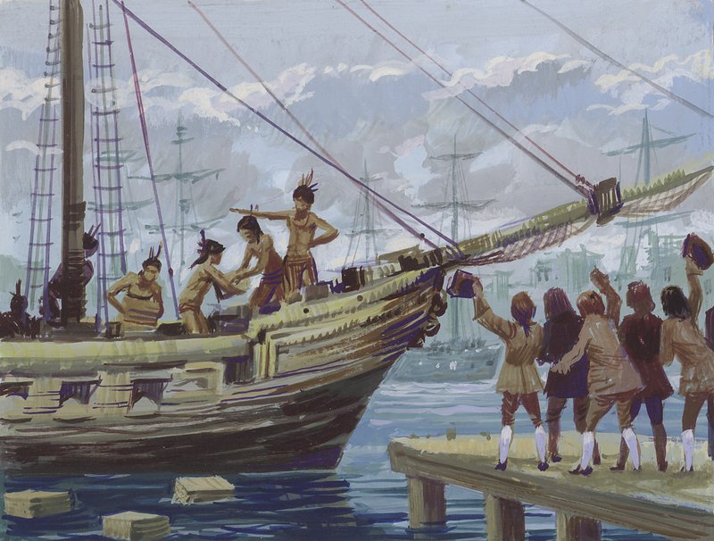 Boston Tea Party (guache papíron) alkotó: English School