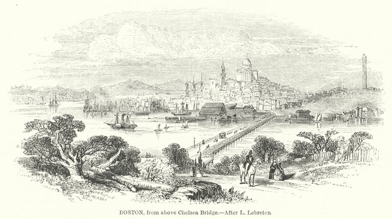 Boston, a Chelsea híd fölött (metszet) alkotó: English School