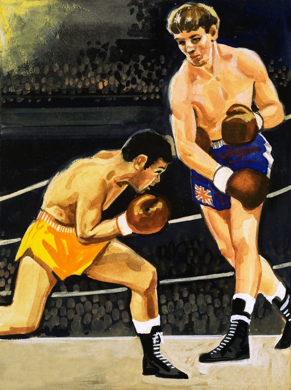 Ökölvívás: Alan Rudkin vs. Musahiko Harada 1965-ben alkotó: English School