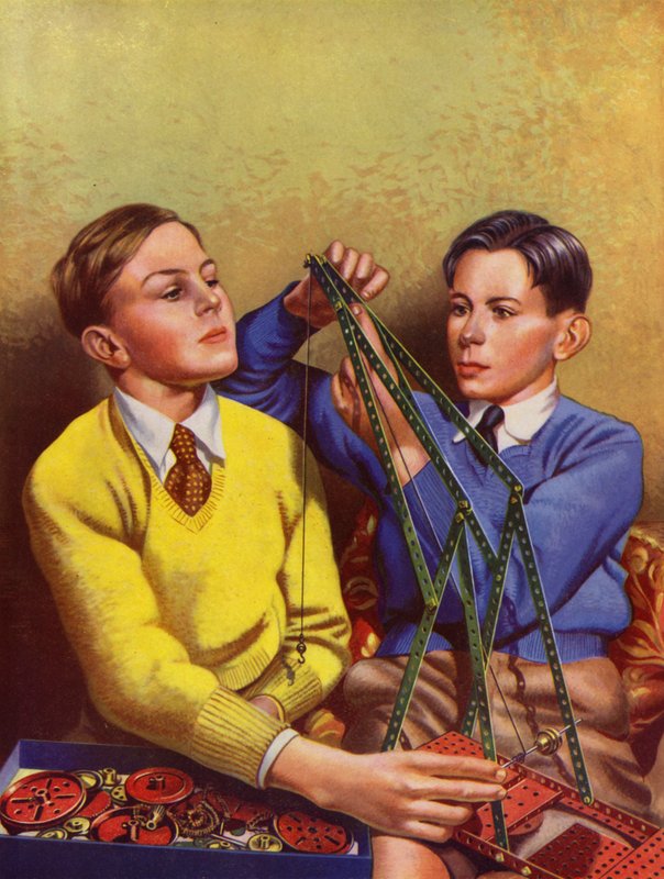 Fiúk építkező játék építőkészlettel (színes litó) alkotó: English School