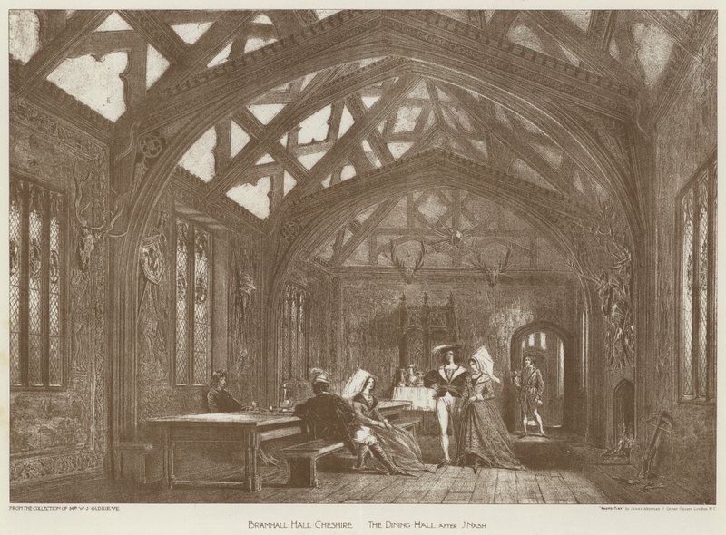 Bramhall Hall, Cheshire, The Dining Hall (litho) alkotó: English School