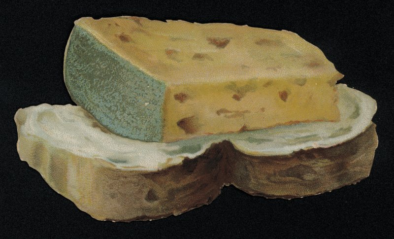 Kenyér és sajt alakú üdvözlőlap. (chromolitho) alkotó: English School