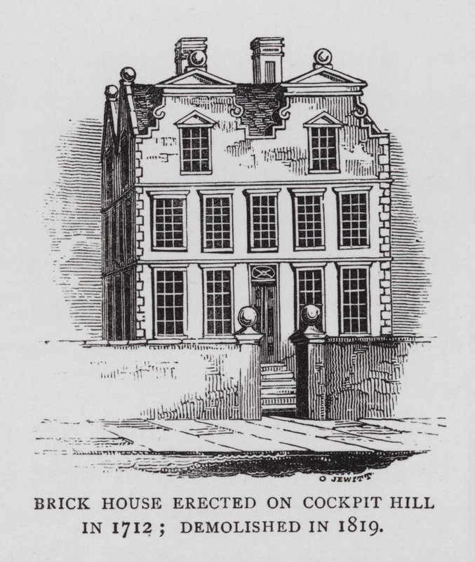 1712-ben a Cockpit Hillen emelt téglaház; 1819-ben lebontották (metszet) alkotó: English School