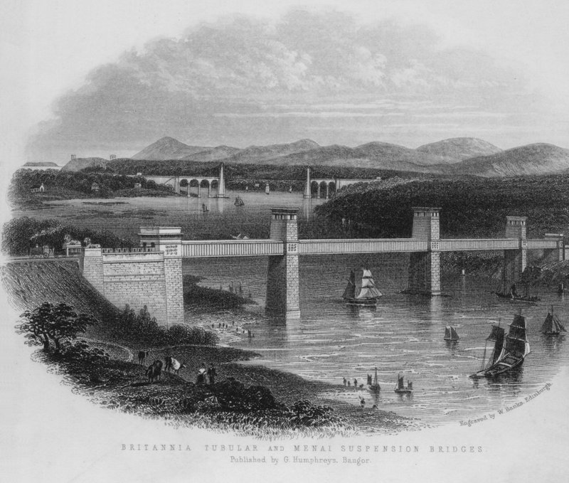 Britannia Tubular és Menai függőhidak (metszet) alkotó: English School