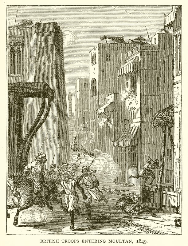 Brit csapatok bevonulnak Moultanba, 1849 alkotó: English School