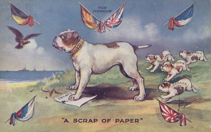Brit bulldog Nagy-Britannia Belgiummal kötött szerződésén áll alkotó: English School
