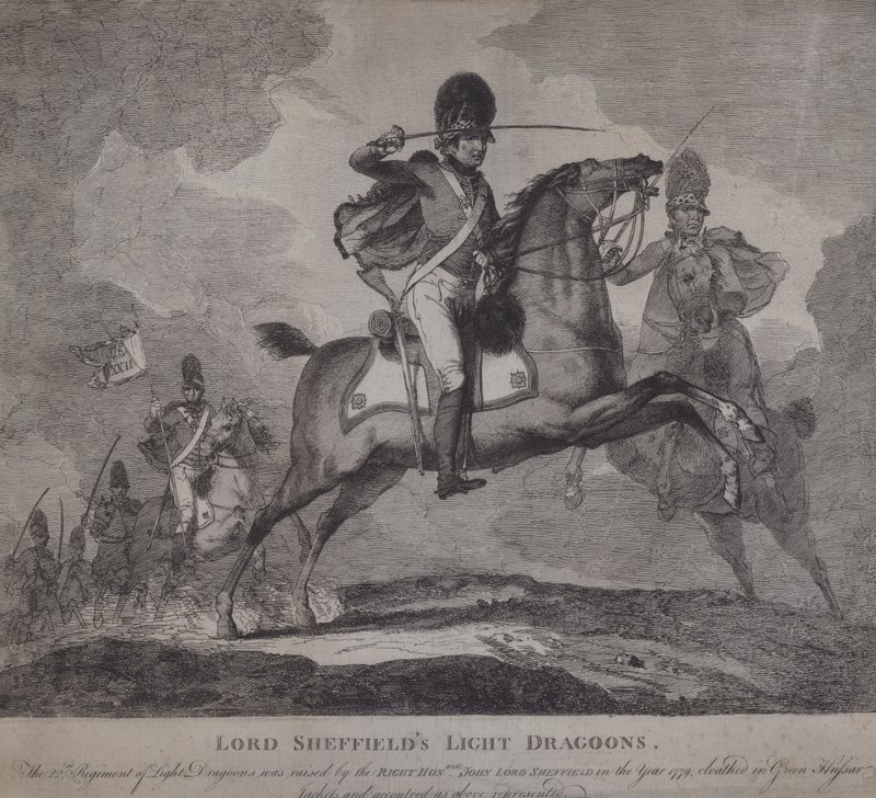 Lord Sheffield 22. könnyű dragonyosainak brit katonái alkotó: English School