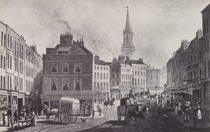 Broad Street, St Giles, 1830 körül (litho) alkotó: English School