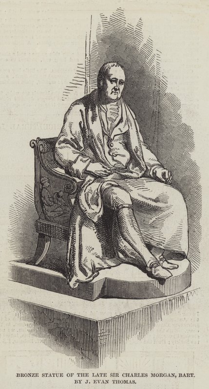 A néhai Sir Charles Morgan bronzszobra, Baronet, J Evan Thomas (metszet) alkotó: English School