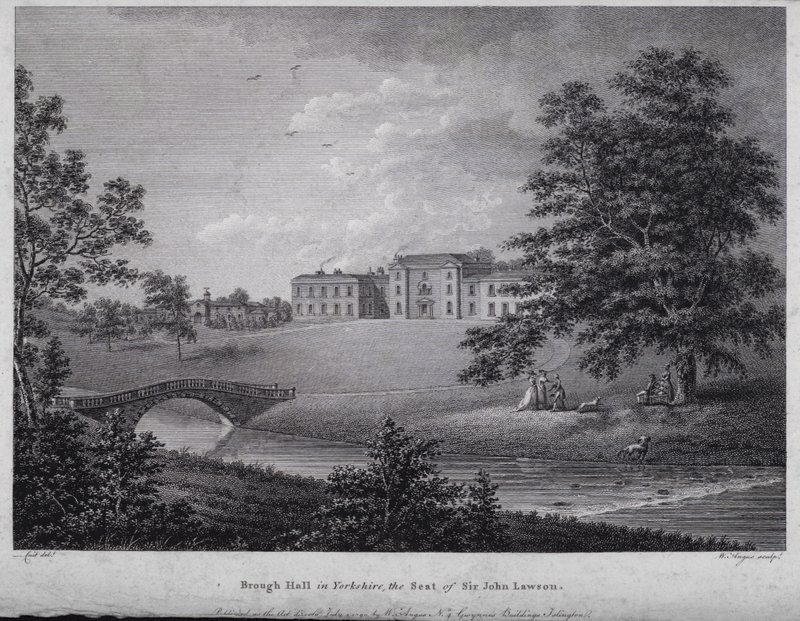 Brough Hall Yorkshire-ben, Sir John Lawson székhelye (metszet) alkotó: English School