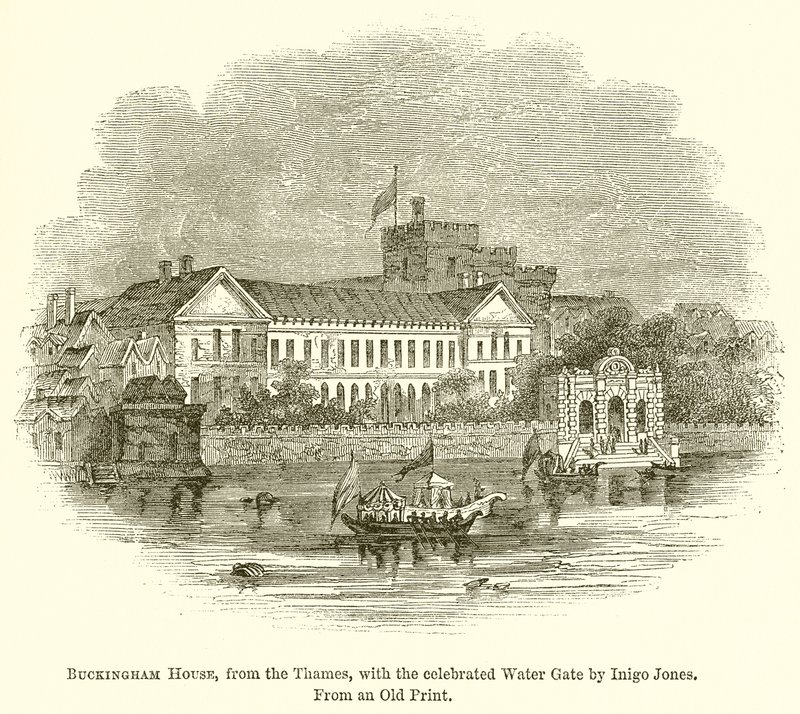 Buckingham House, a Temzéből, az ünnepelt vízi kapuval, Inigo Jonestól alkotó: English School
