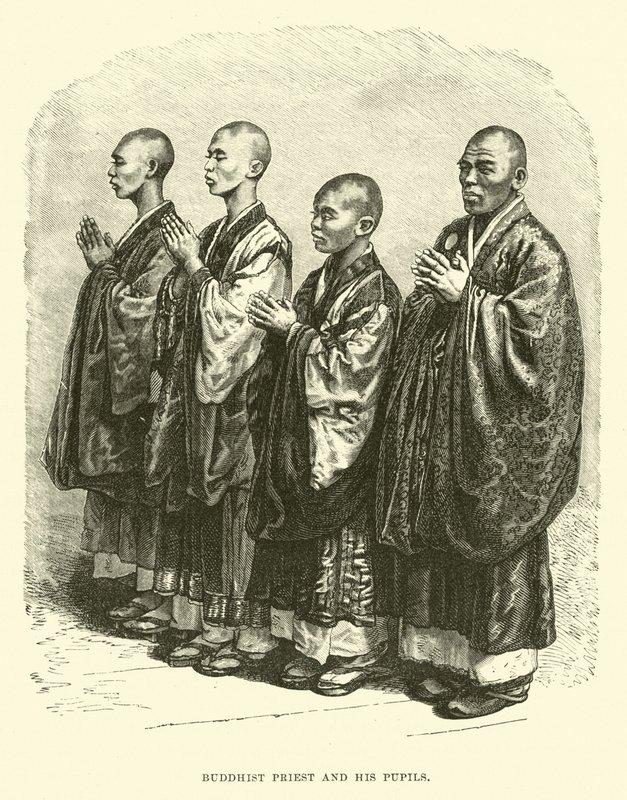 Buddhista pap és tanítványai alkotó: English School