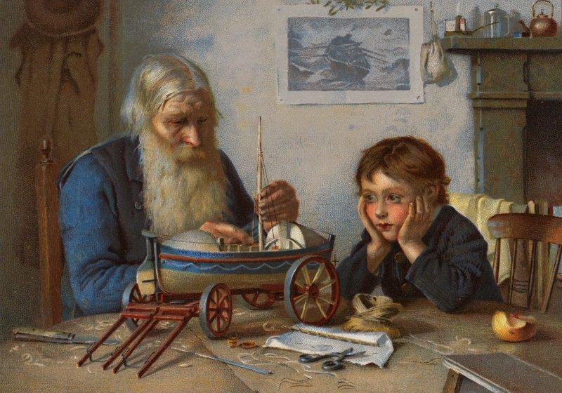 Mentőcsónak építése (színes litó) alkotó: English School