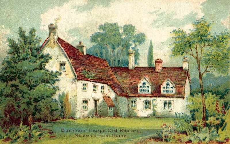 Burnham Thorpe, Old Rectory, Nelson első otthona (színes litho) alkotó: English School