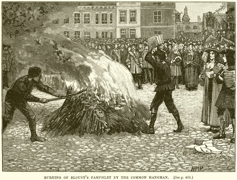 Burning of Blounts Pamflet a közönséges hóhértól alkotó: English School