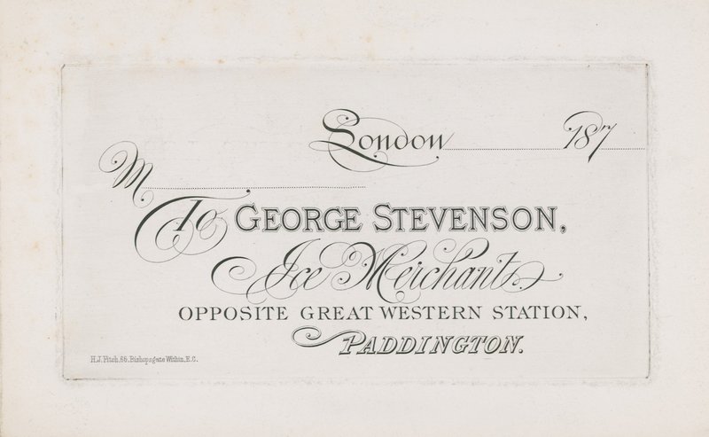 Névjegykártya George Stevenson számára alkotó: English School