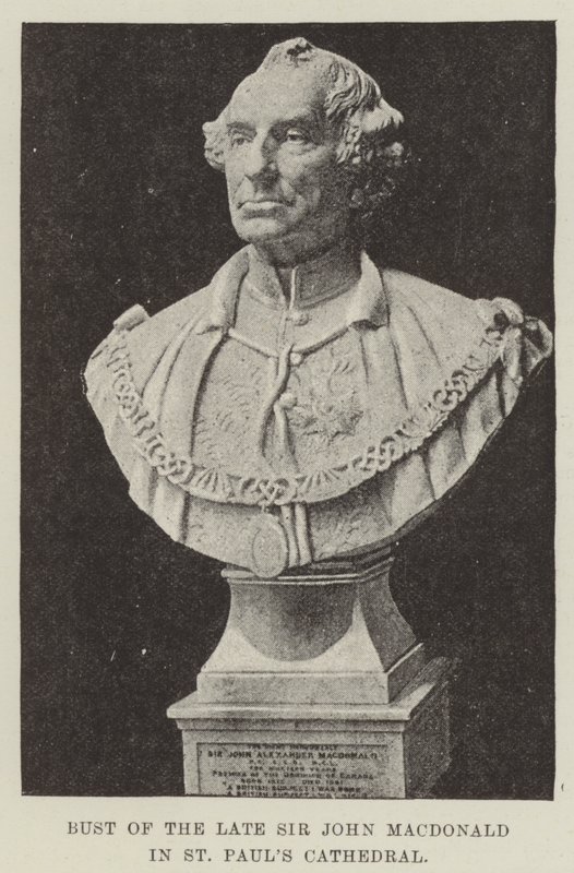 A néhai Sir John Macdonald mellszobra a Szent Pál-székesegyházban (metszet) alkotó: English School